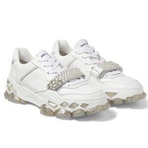 Jimmy Choo Diamond x Strap Crystal Embellished Low Top Sneaker Size 42.5